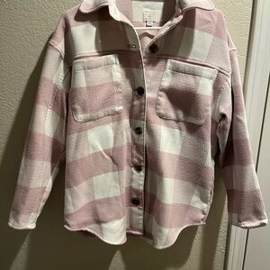 Pink and White Plaid Button-Up Shacket shirt a new day women’s XS